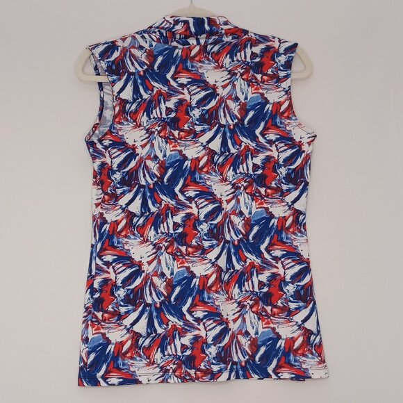 Women's Tahari 4th of July American Red White & Blue Sleeveless Blouse Size XS - Picture 2 of 8
